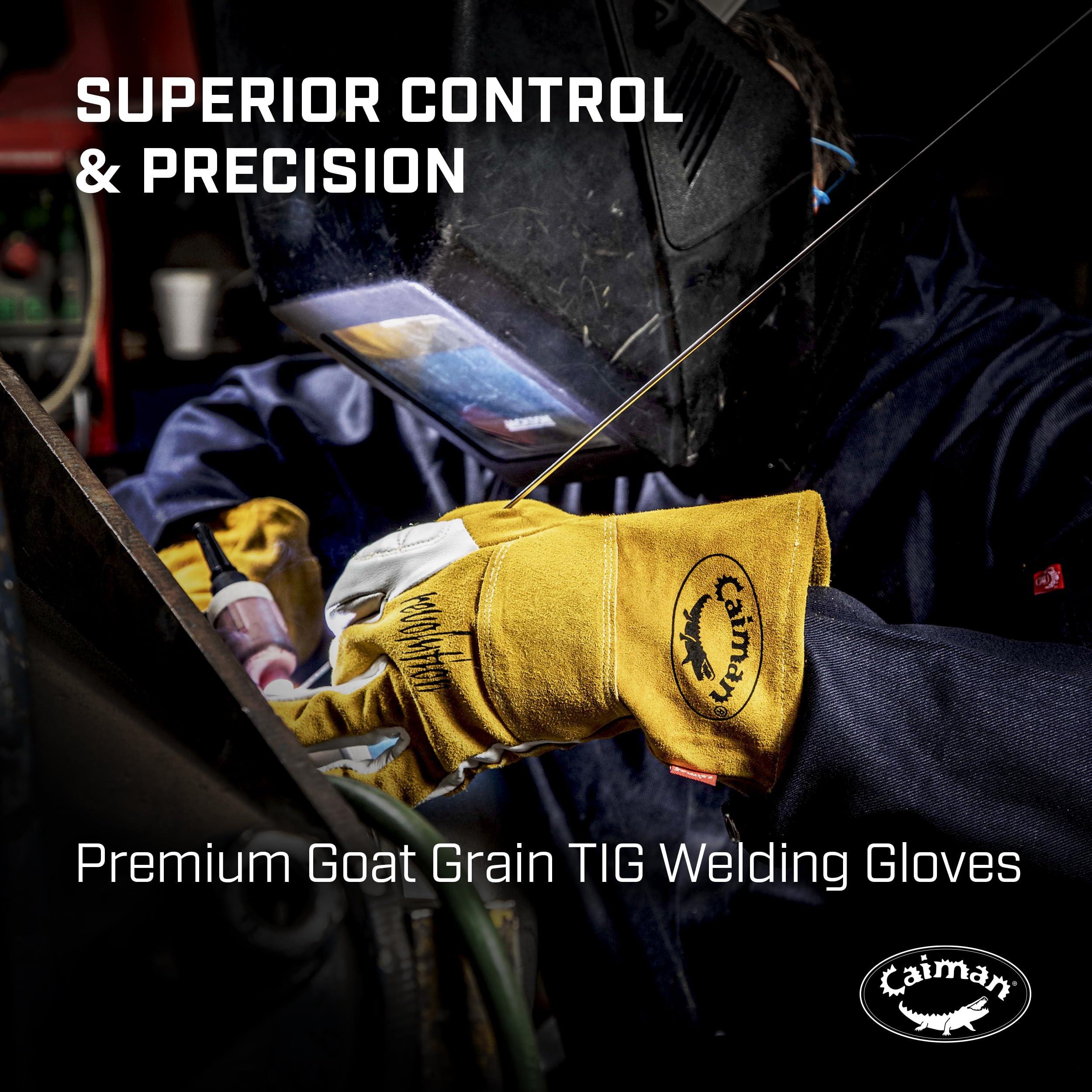 Caiman back in gold split cowhide shows durable heat resistance