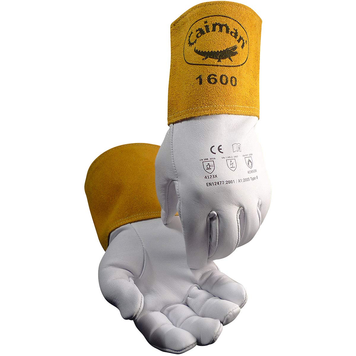 Caiman Premium Goat Grain TIG gloves – palm close-up showing durable leather for precise welding.