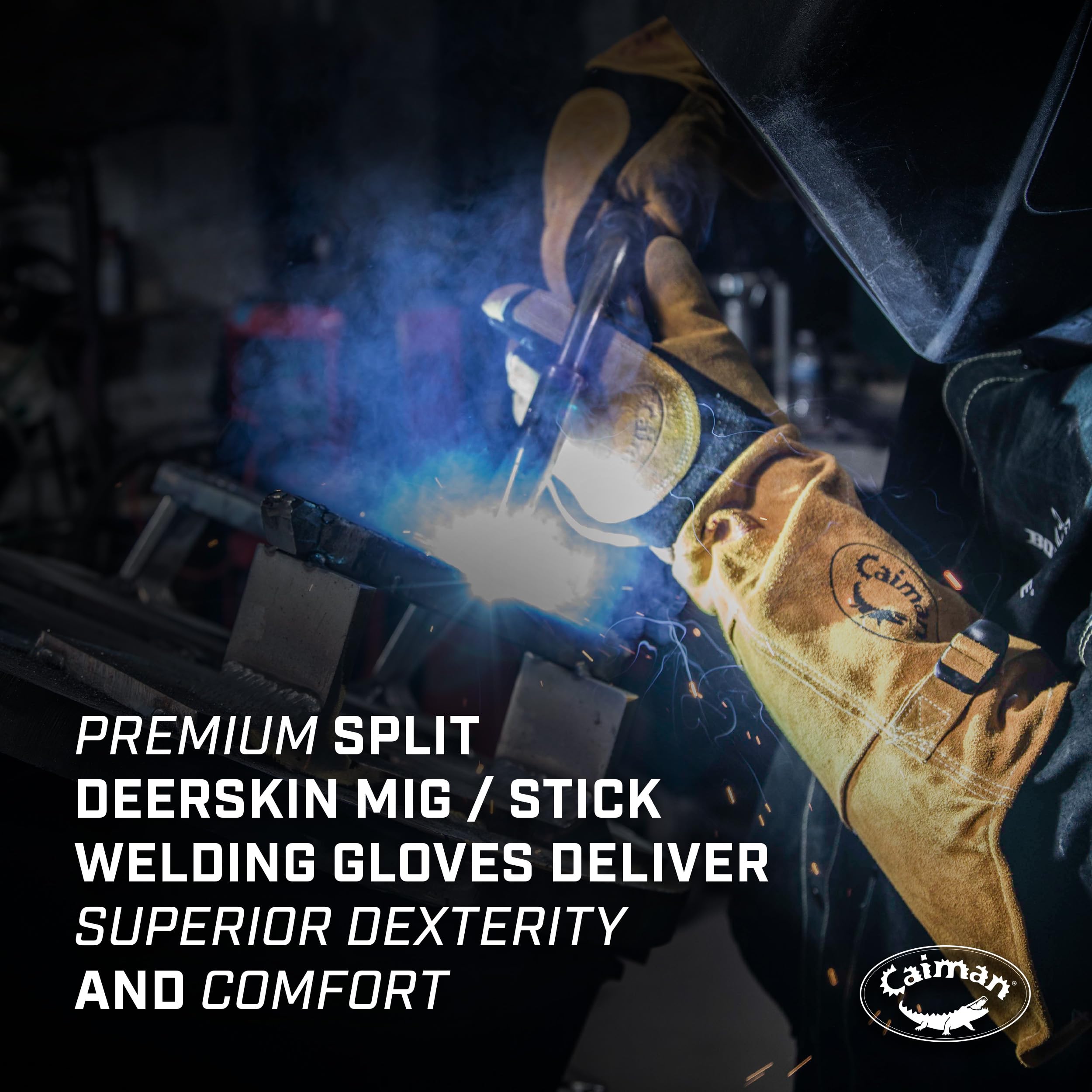 Sock-lined foam and fleece insulation keep hands warm in cold shop environments with Caiman gloves.