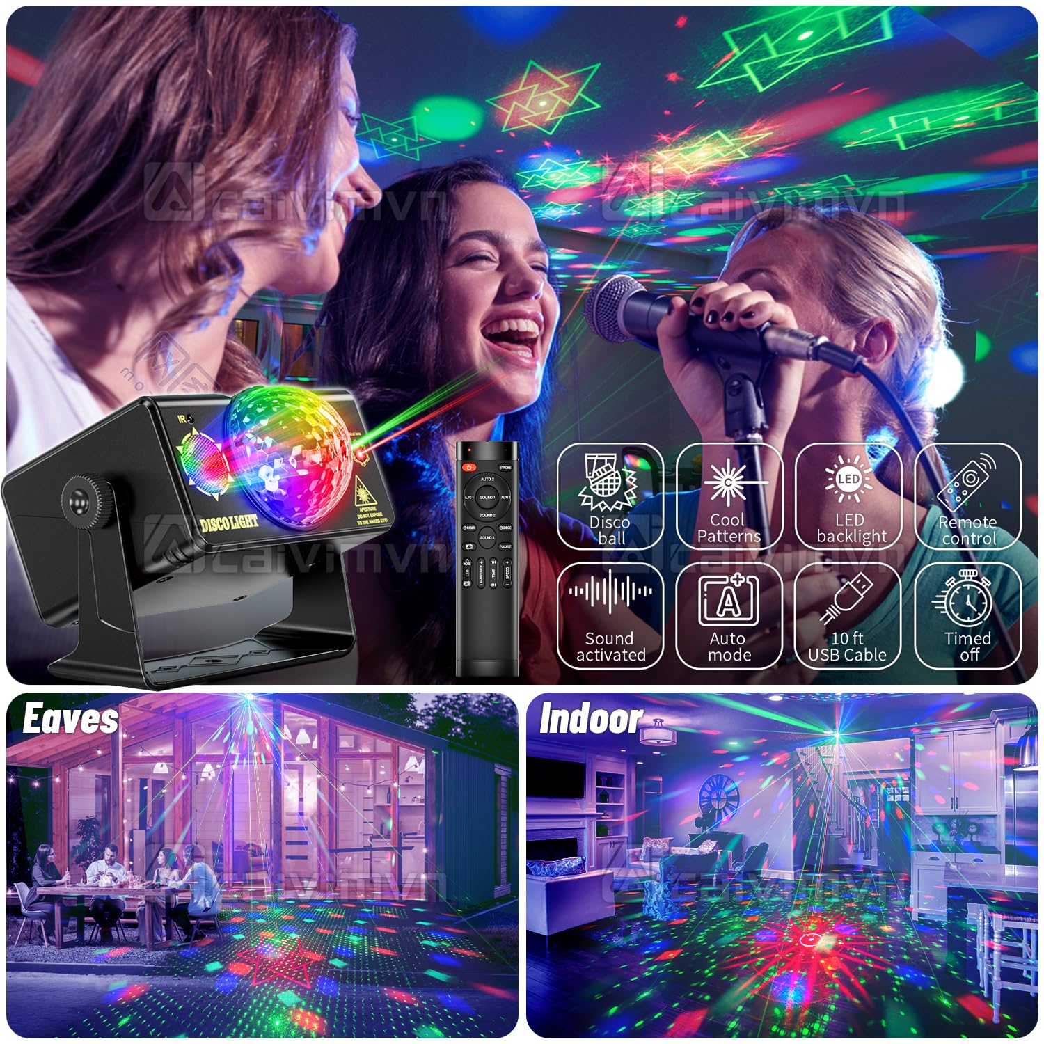 Caivimvn LED stage strobe beams illuminate the dance floor with dynamic color.