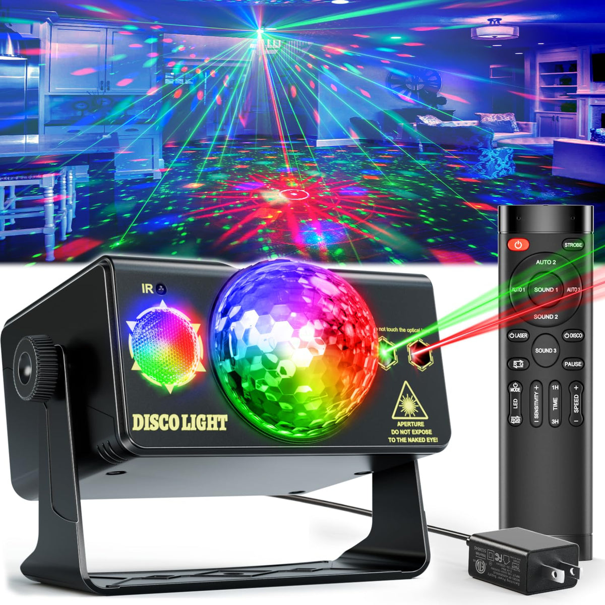 Caivimvn party lights disco ball creates vibrant RGB reflections for lively events.