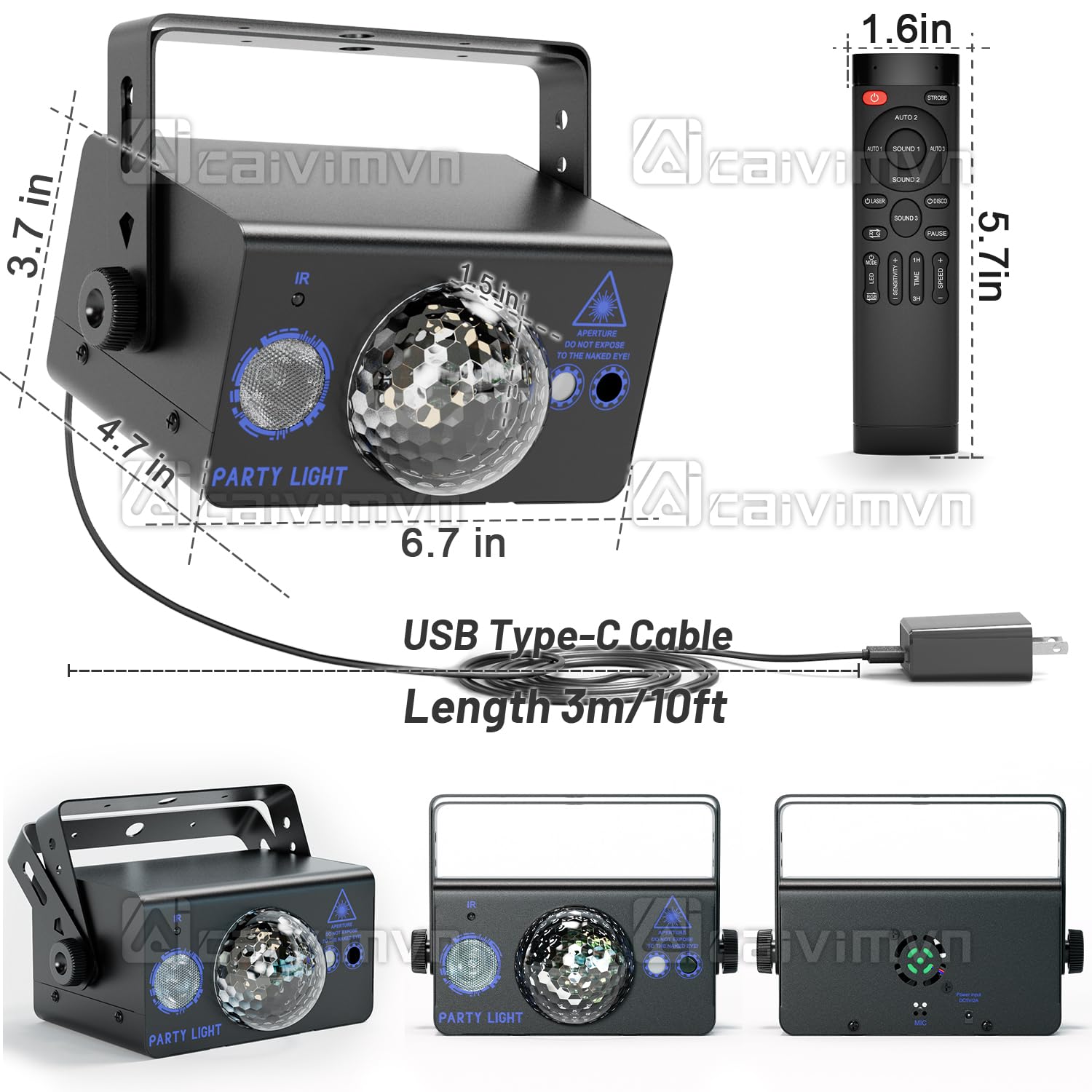 Caivimvn remote control lets you adjust modes and brightness remotely.