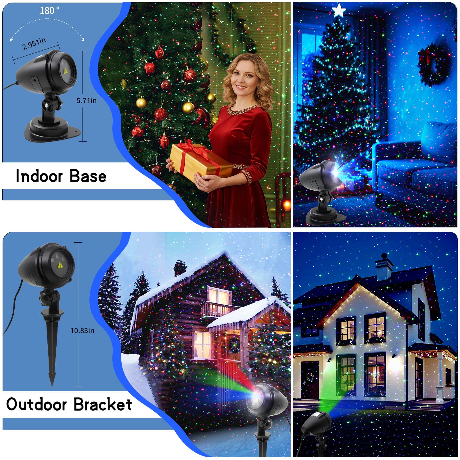 CAIYUE outdoor projector remote control enables quick mode and color changes from indoors