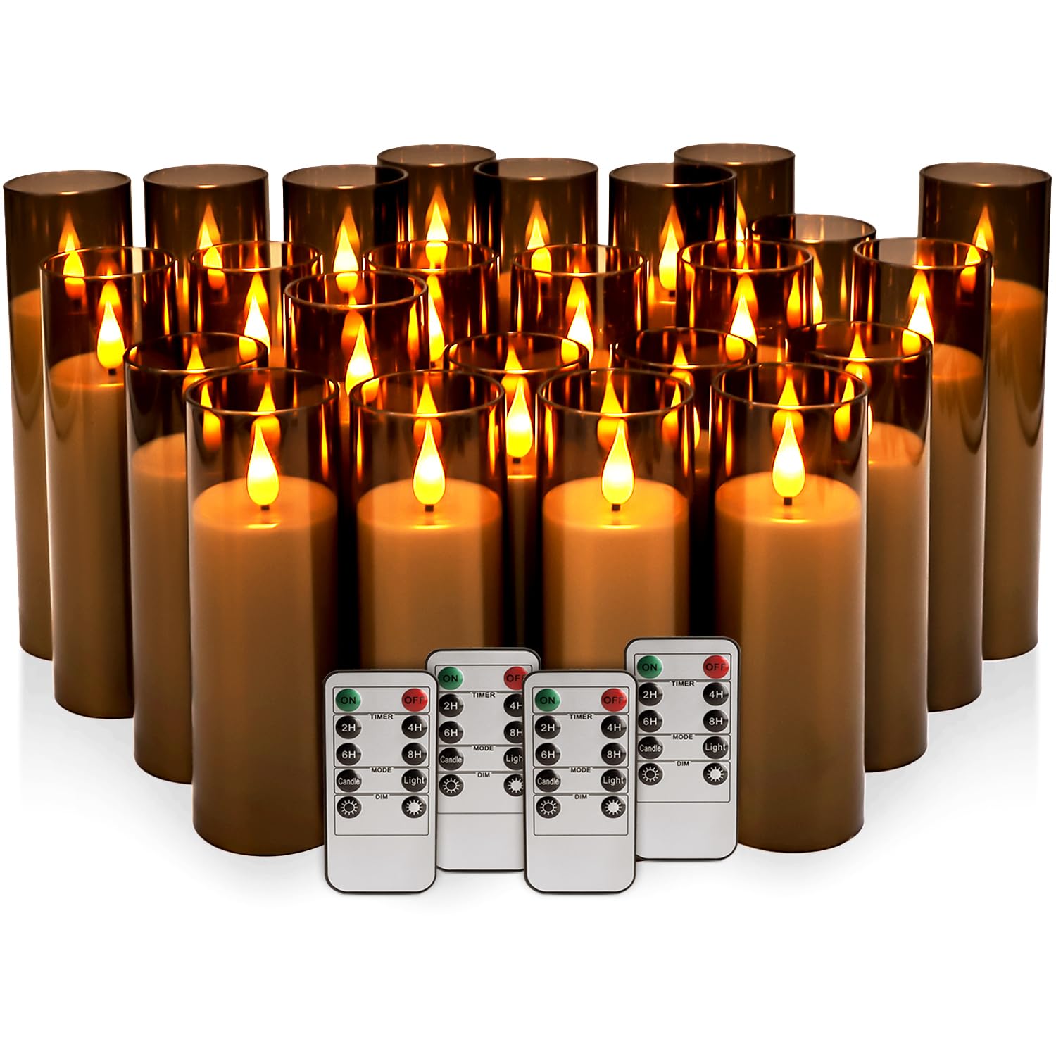 CAKETYCG 24-pack LED candles glow softly to create romantic indoor ambiance.