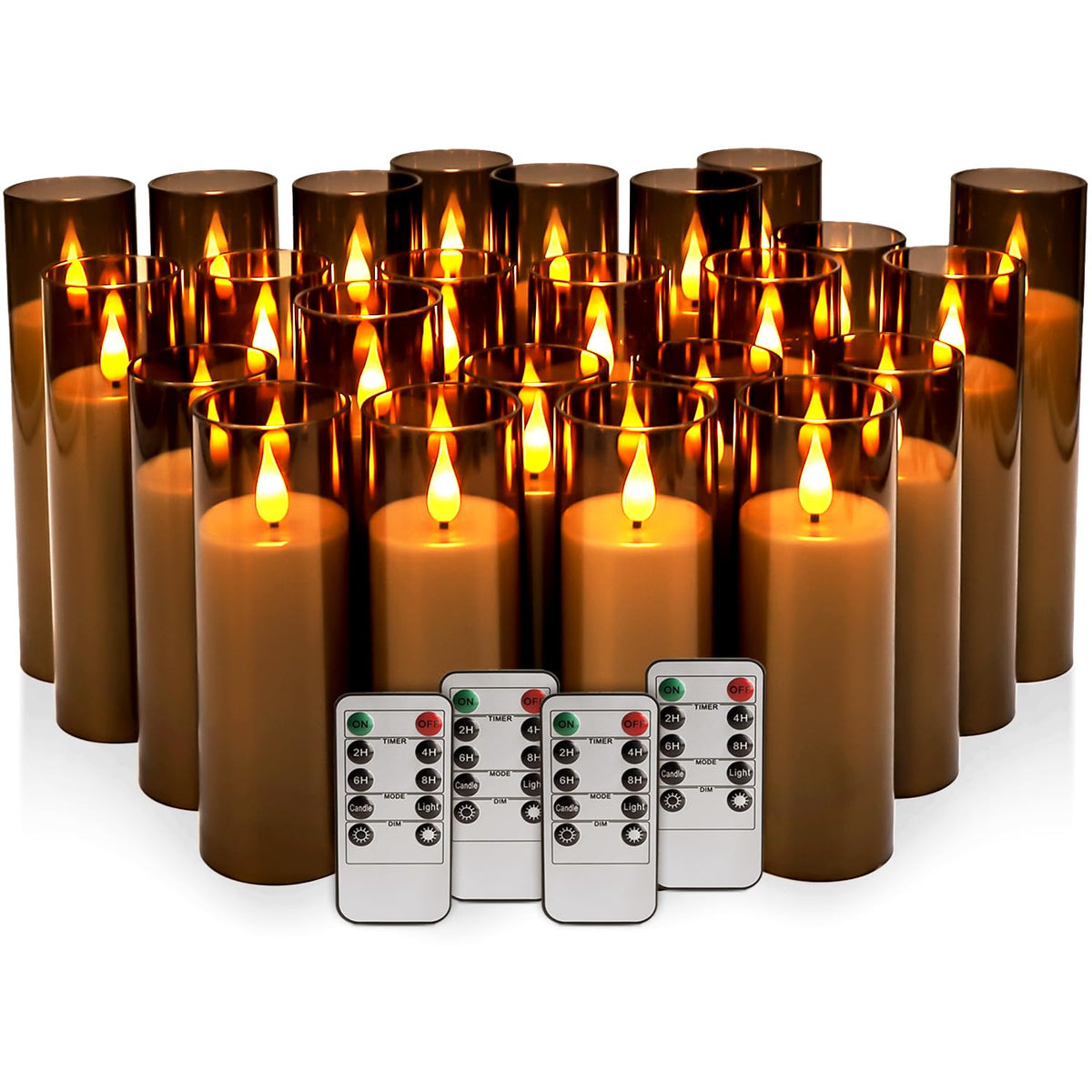CAKETYCG 24-pack LED candles glow softly to create romantic indoor ambiance.