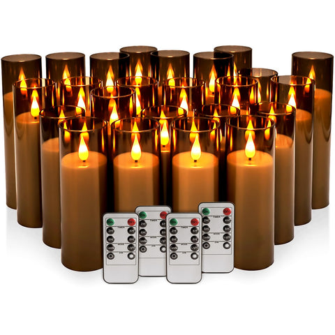 CAKETYCG 24-pack LED candles glow softly to create romantic indoor ambiance.