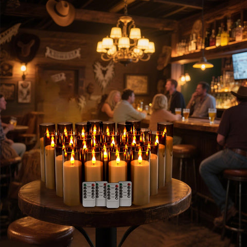 CAKETYCG LED candles in glass holders provide safe, elegant lighting for weddings.