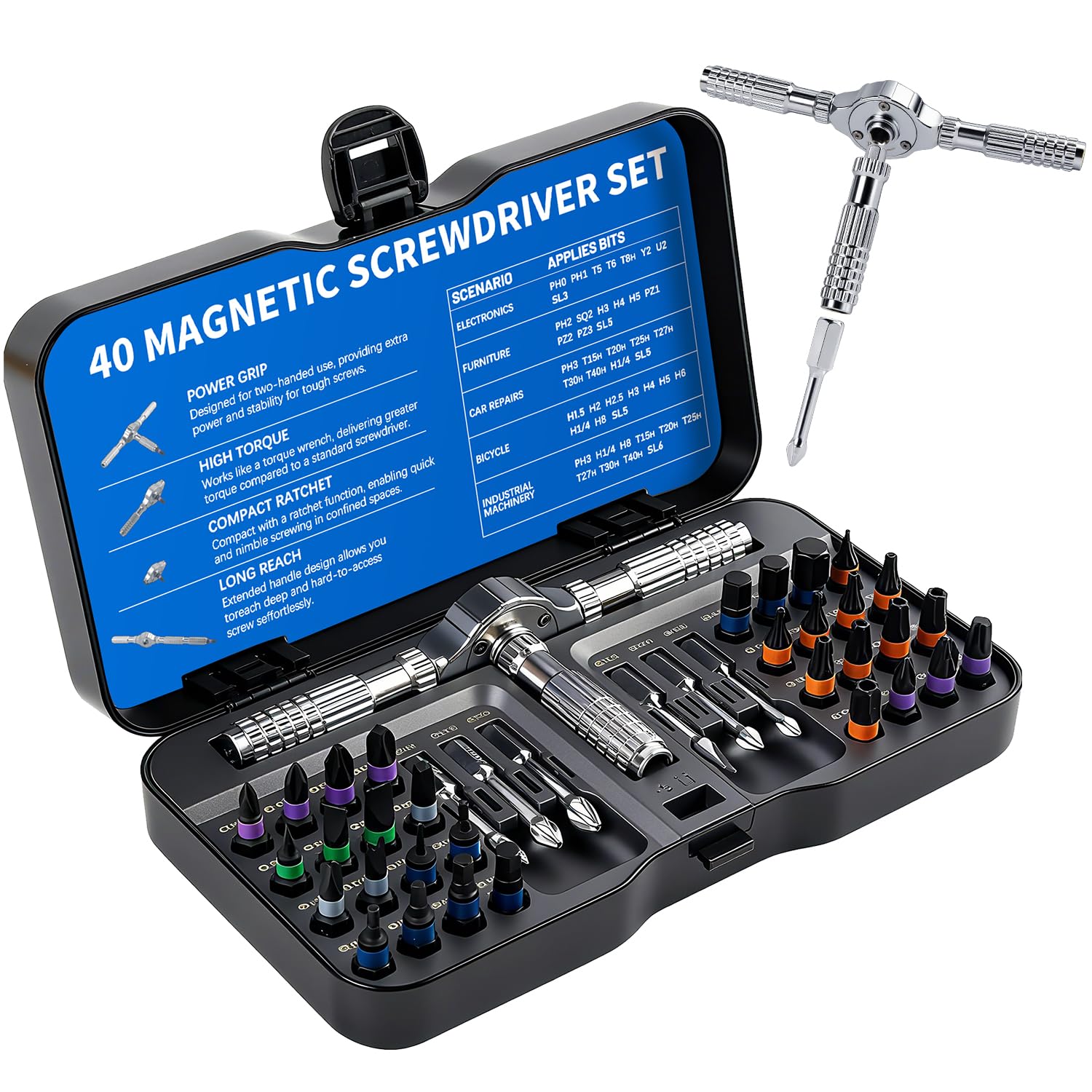 CAKKAGAMA 40-in-1 case view for portable on-the-go repairs.