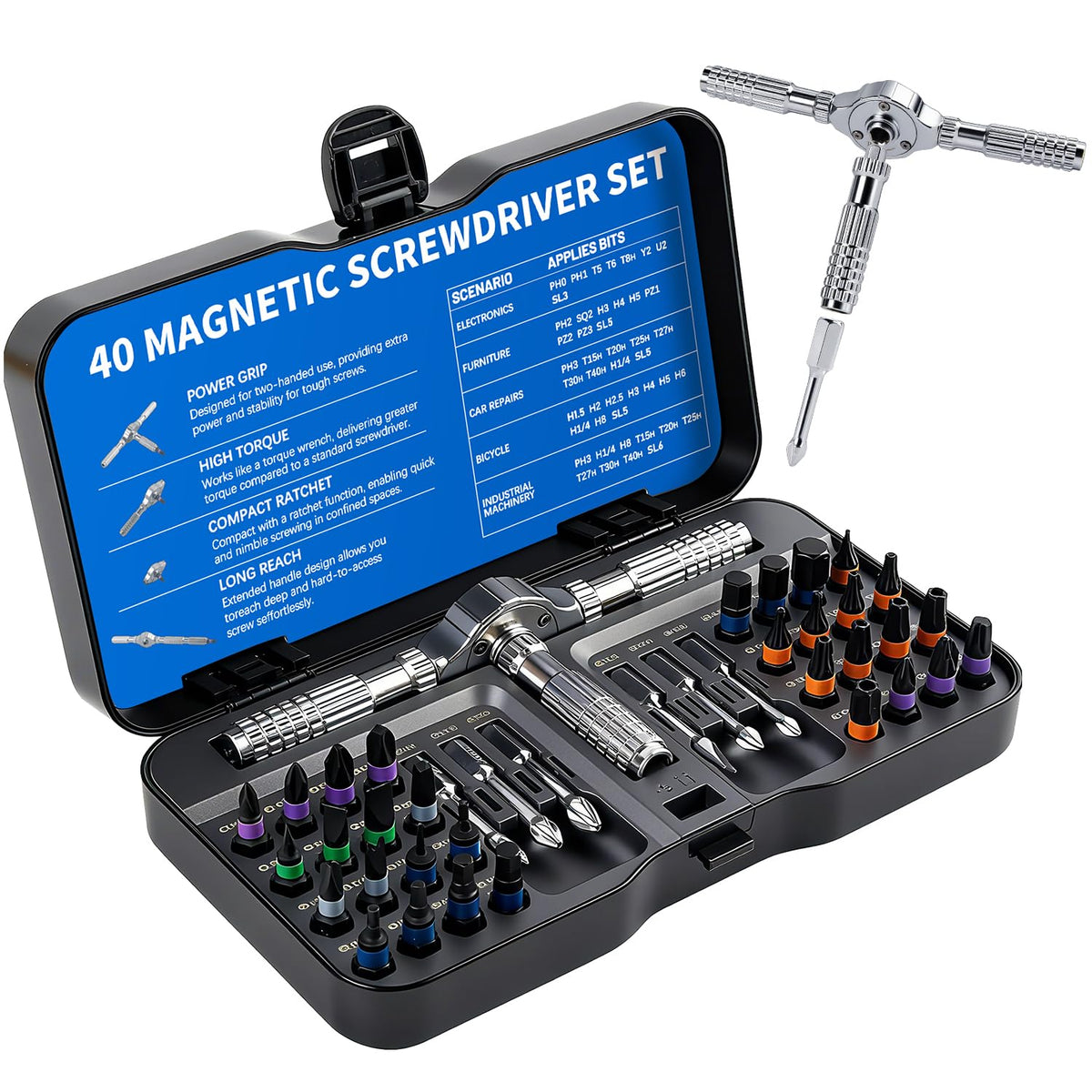 CAKKAGAMA 40-in-1 case view for portable on-the-go repairs.
