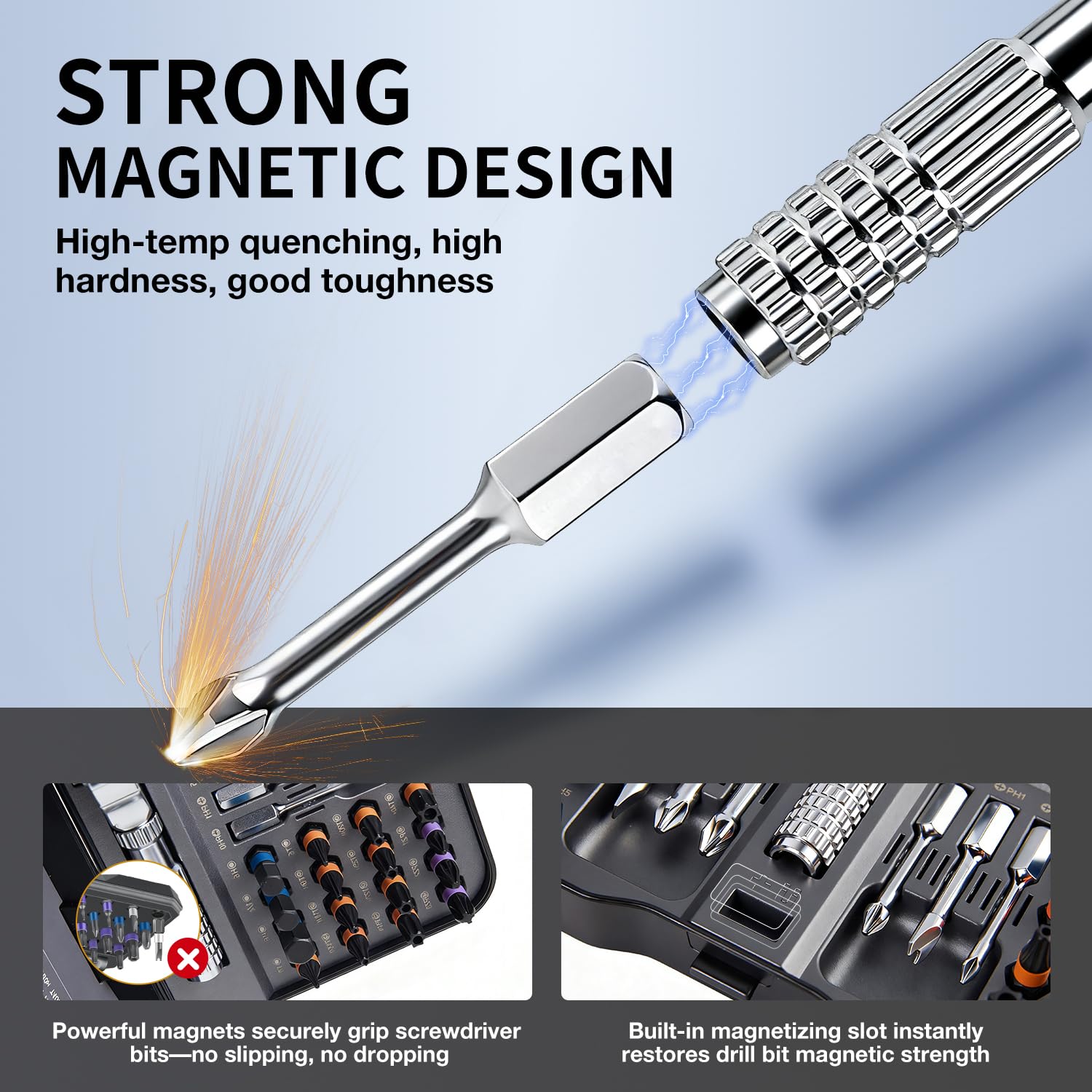 CAKKAGAMA magnetizing-slot recharges magnetism for steady screw grip.