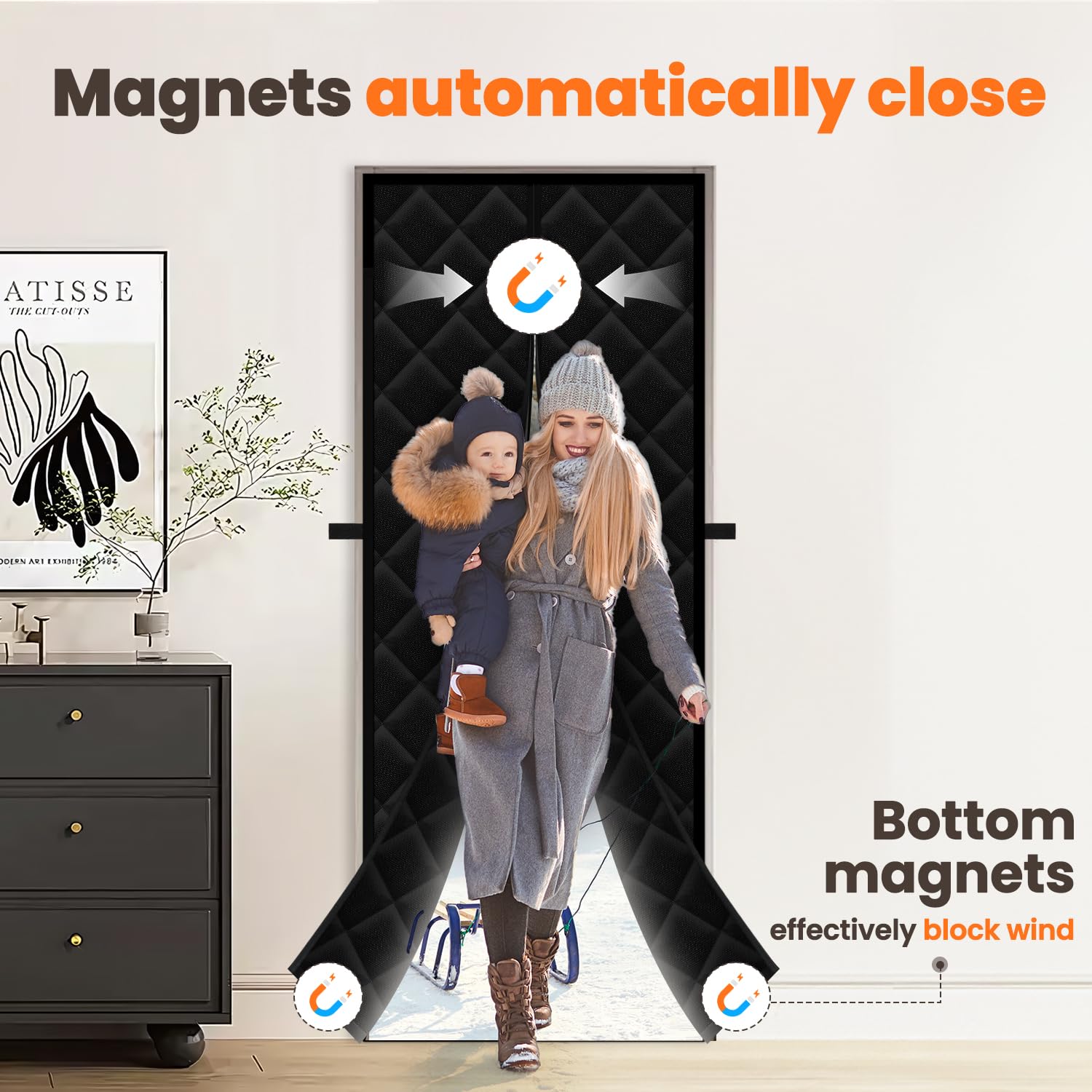 Calanofin bottom-weight bar keeps the curtain steady against drafts.
