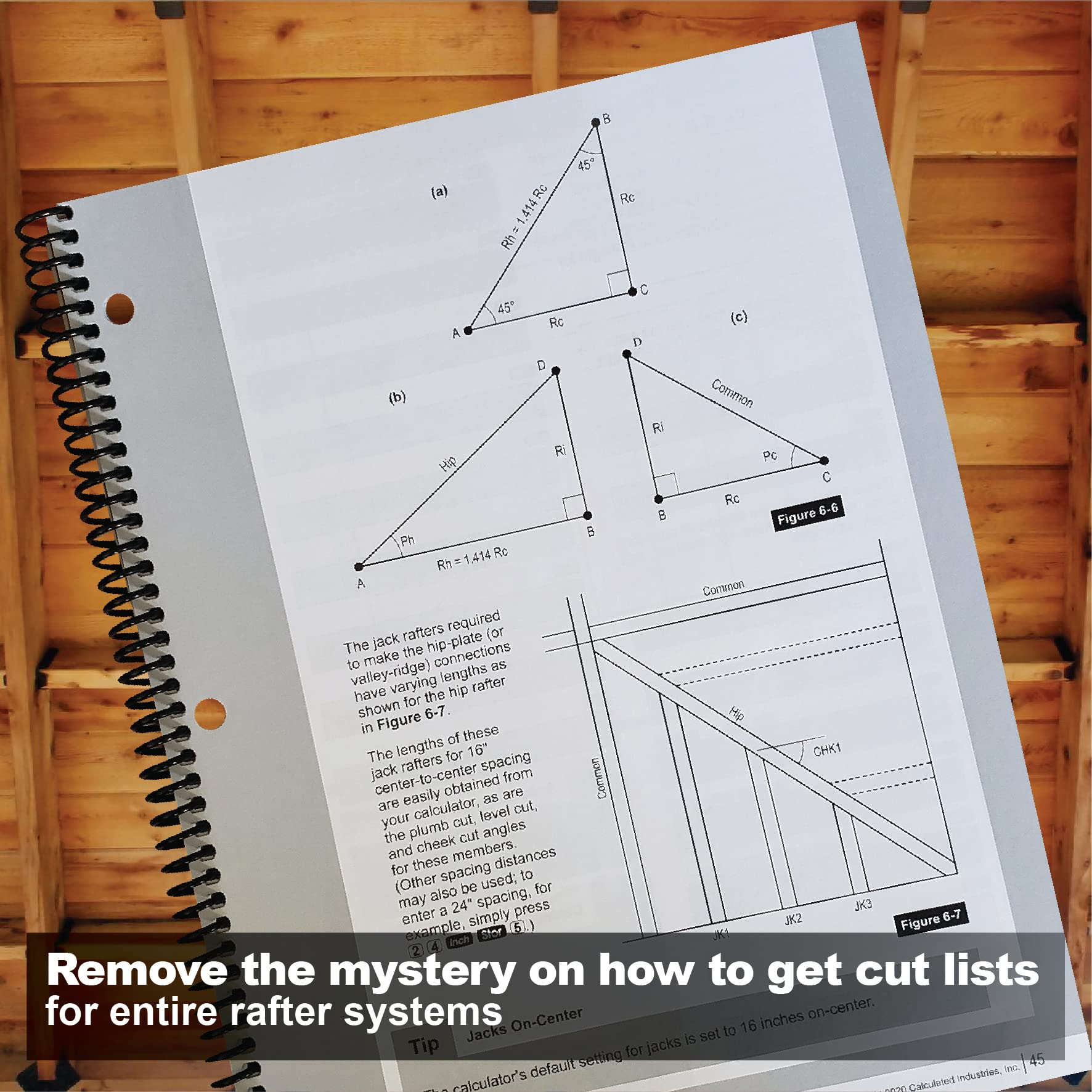 Calculated Industries Construction Master Pro workbook framing section aids wall, rafter, and stair layouts.