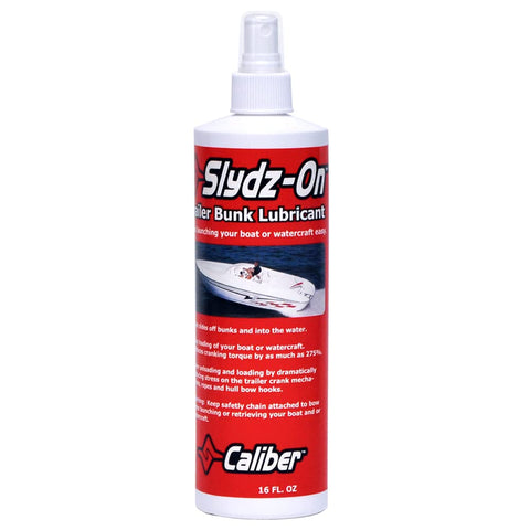 Caliber Slydz-on Bunk Lubricant bottle eases launching by reducing crank torque.
