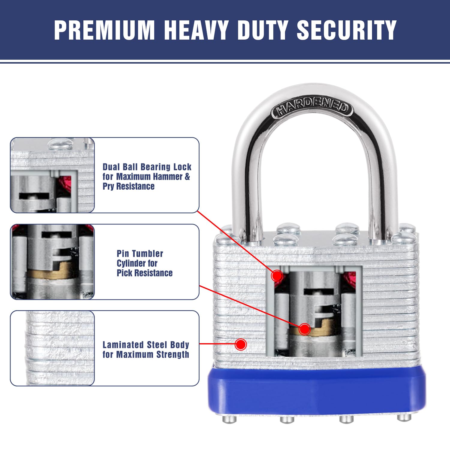 CALIDSUP 40mm padlock highlights robust copper cylinder and drill resistance.