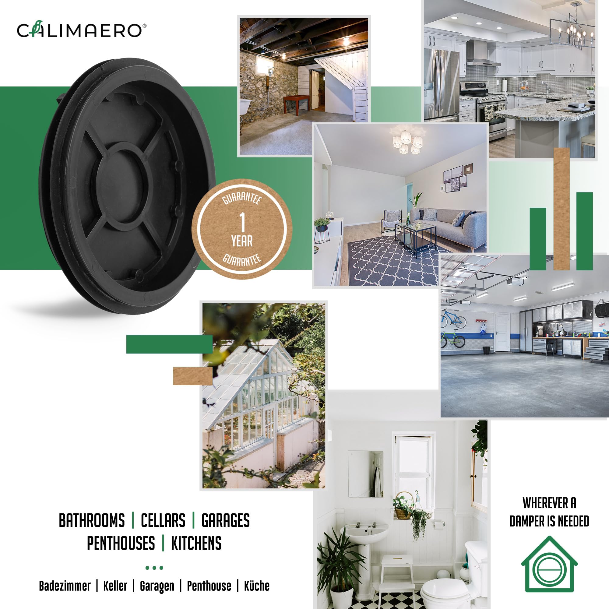 Calimaero in-duct damper installation shows easy inline fit.
