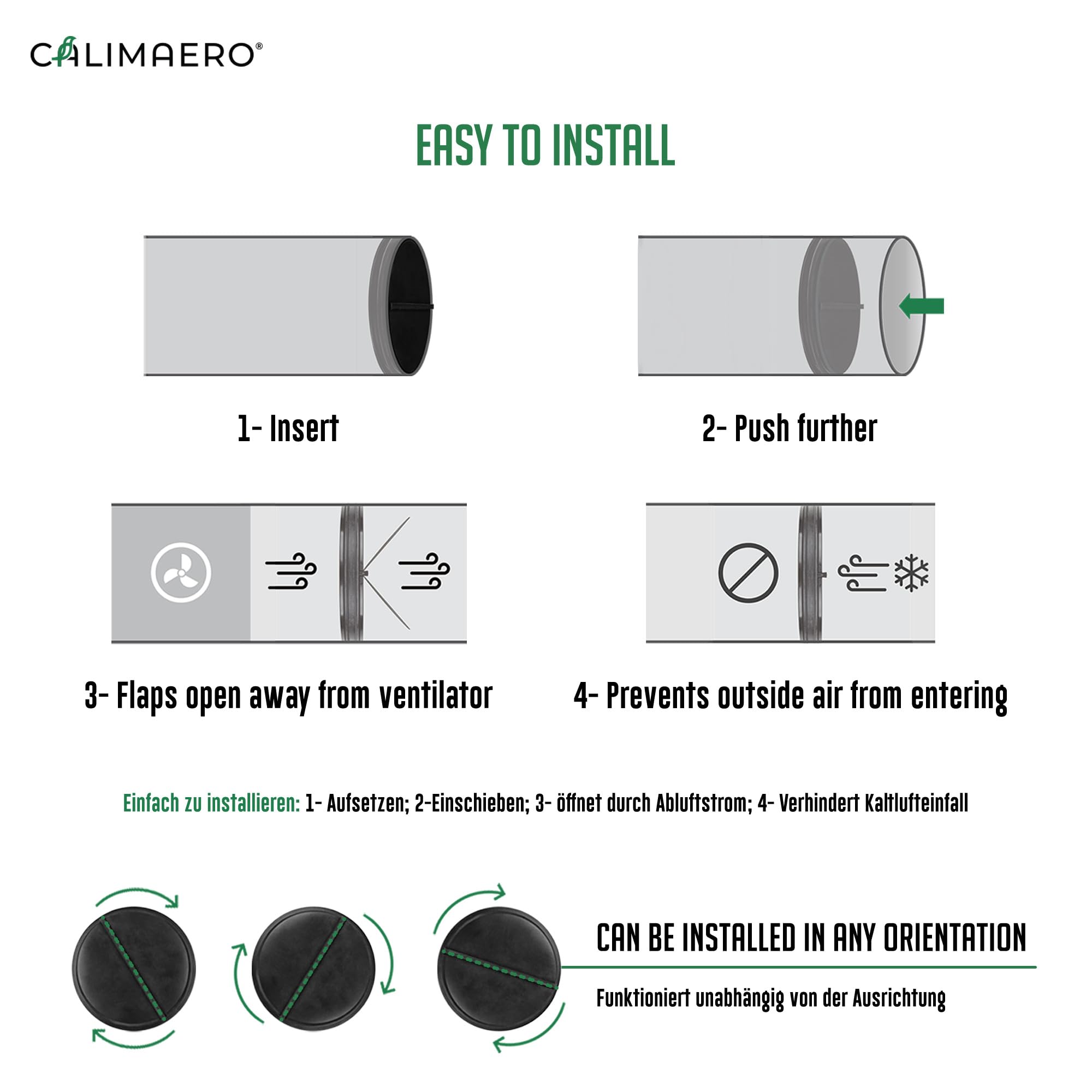 Calimaero grow tent damper 4inch helps maintain controlled airflow.