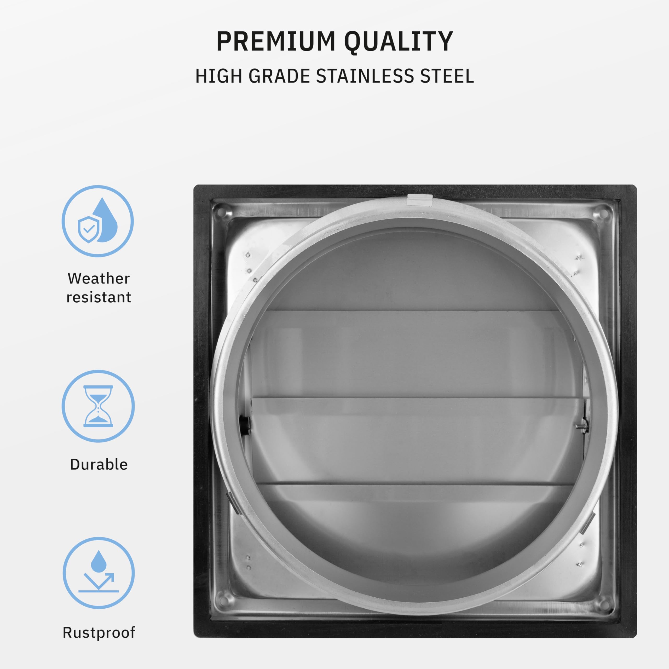 Calimaero VKE 4in dryer vent cover back view with weather protection