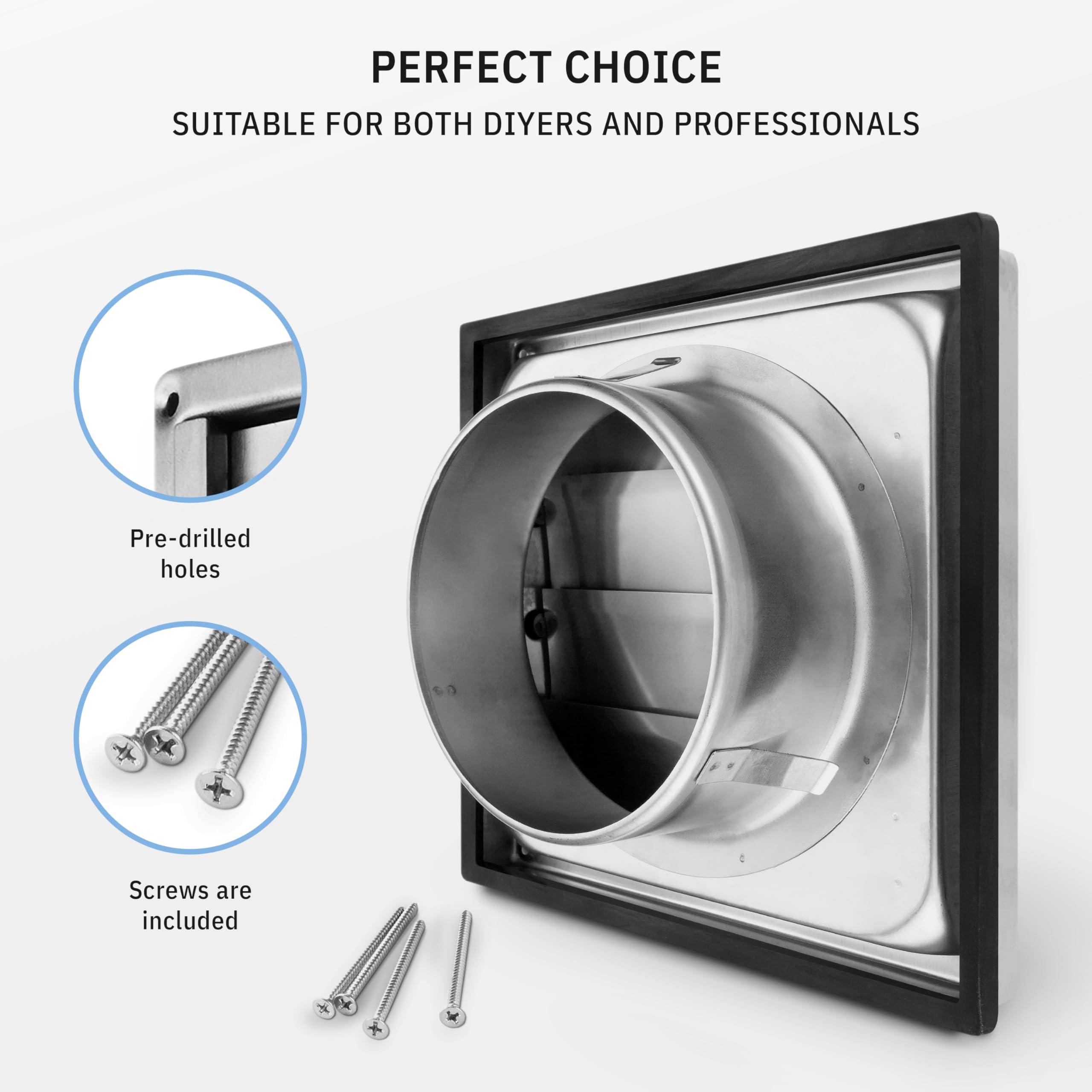 Calimaero VKE 4in vent cover brushed stainless steel detail