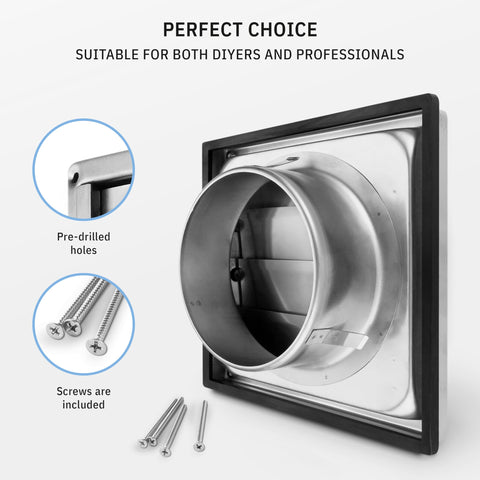 Calimaero VKE 4in vent cover brushed stainless steel detail