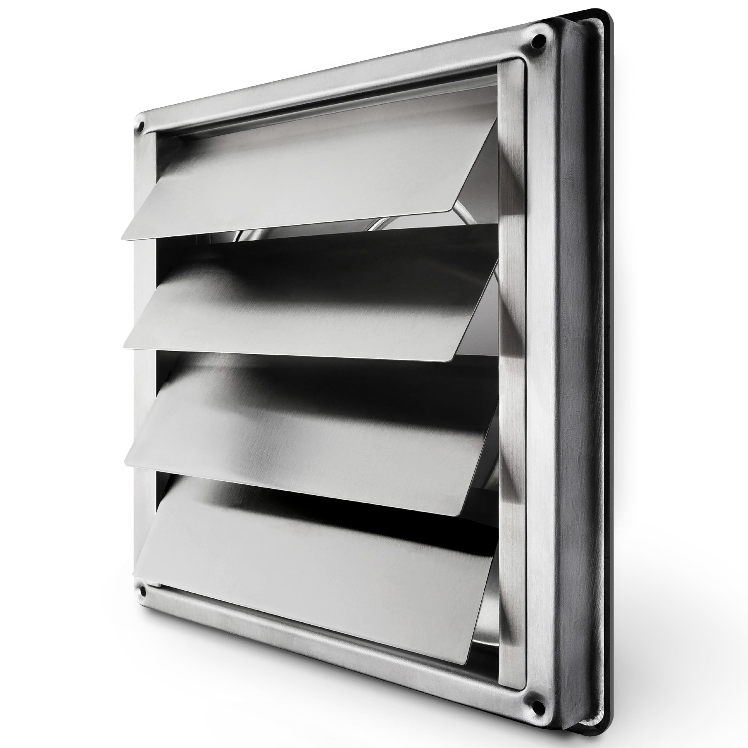Calimaero VKE 4in dryer vent cover front view with auto louvers reduces drafts