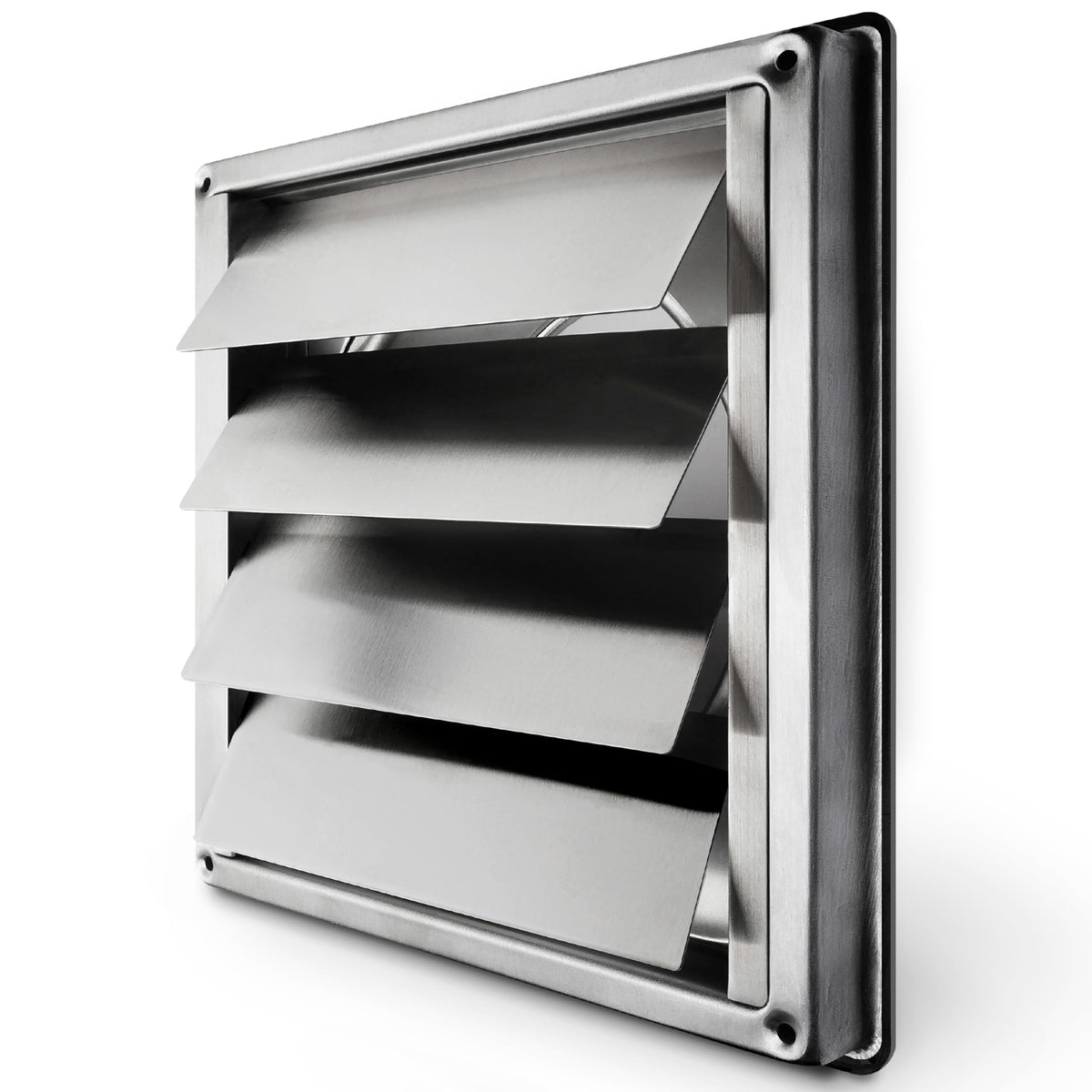 Calimaero VKE 4in dryer vent cover front view with auto louvers reduces drafts