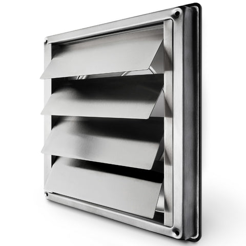 Calimaero VKE 4in dryer vent cover front view with auto louvers reduces drafts