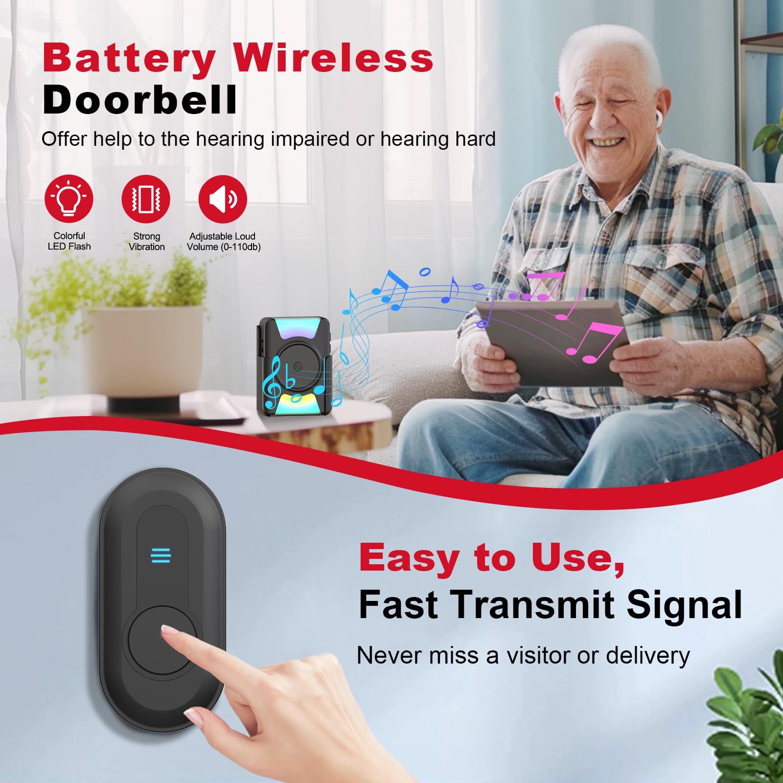 CallToU doorbell offers 1000ft range for reliable coverage around the home.