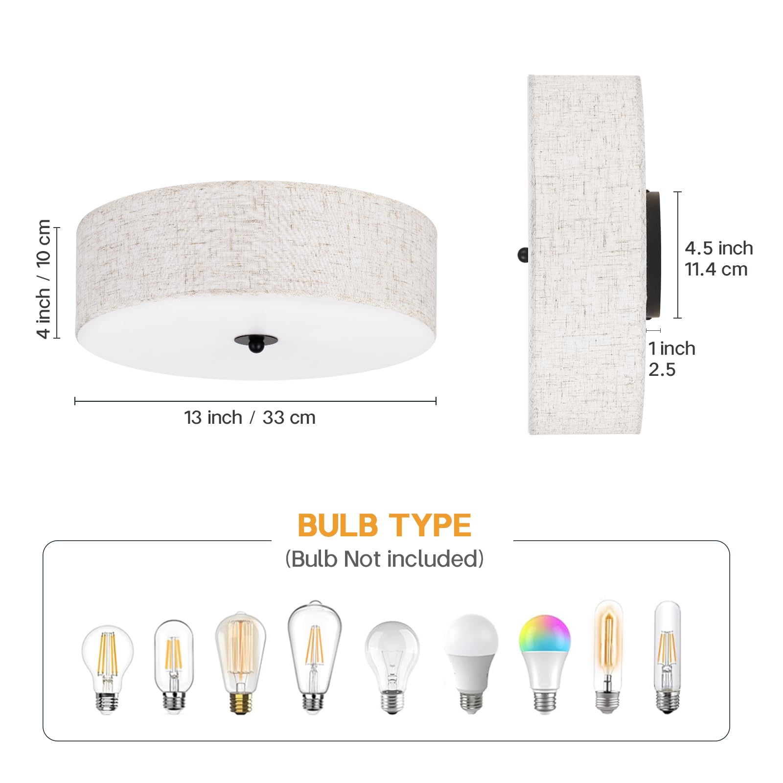 CALOKES beige fabric drum ceiling light enhances rooms with warm ambience