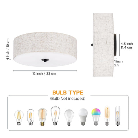 CALOKES beige fabric drum ceiling light enhances rooms with warm ambience