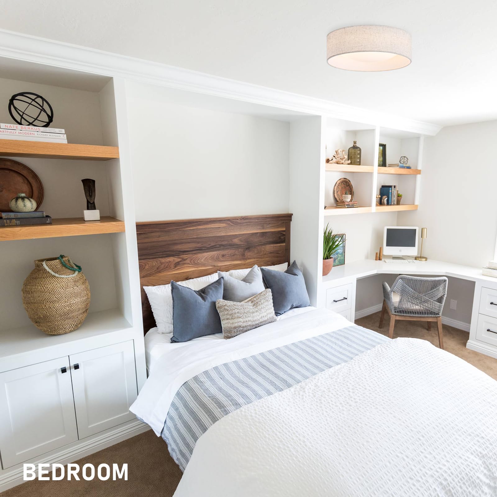CALOKES concealed LED source under linen shade for a modern design.