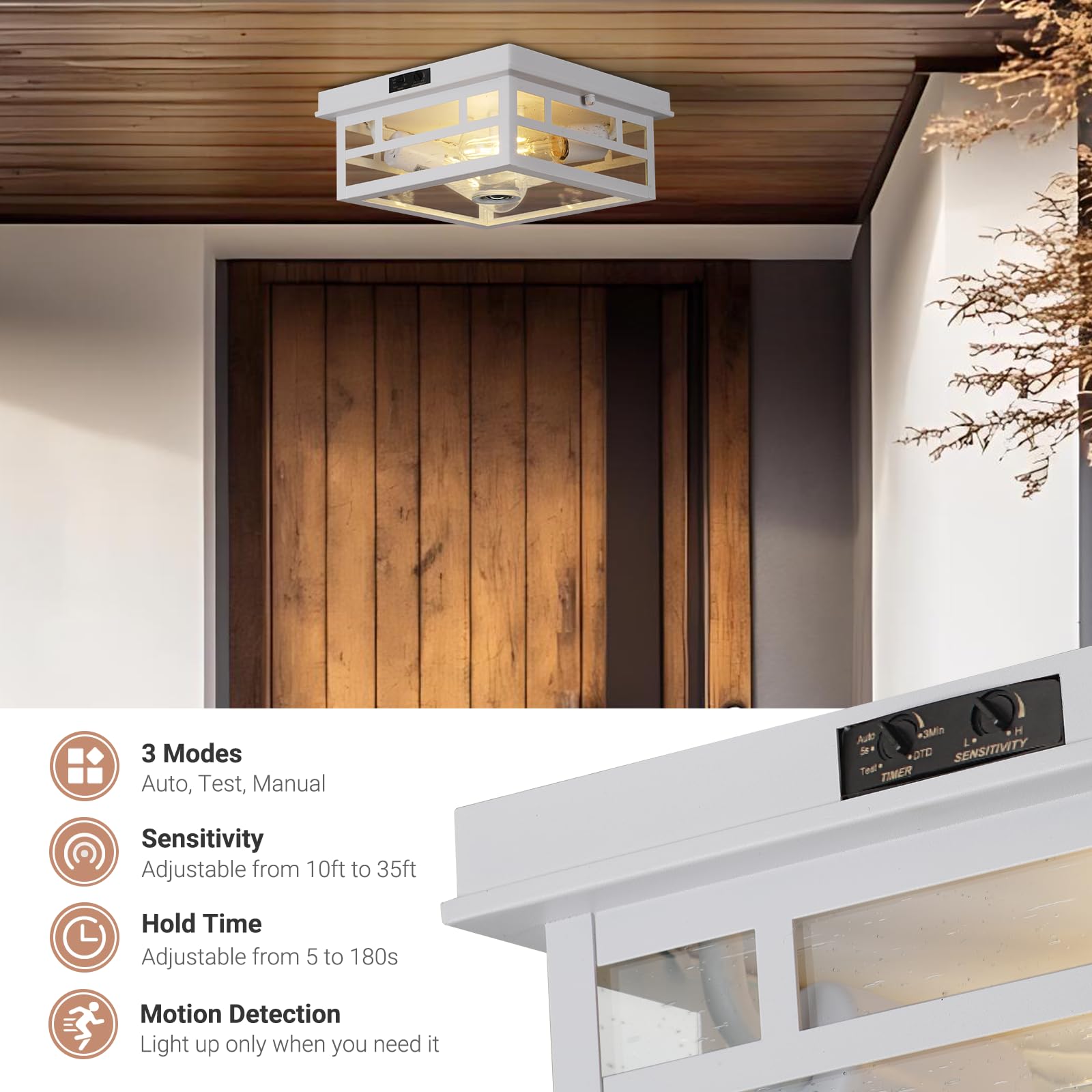 CALOKES dual E26 socket light fixture provides bright, customizable lighting near the driveway