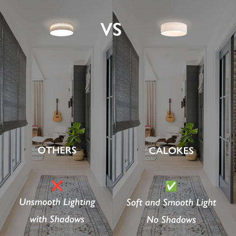 CALOKES hallway ambient lighting with slim, low-profile flush mount.