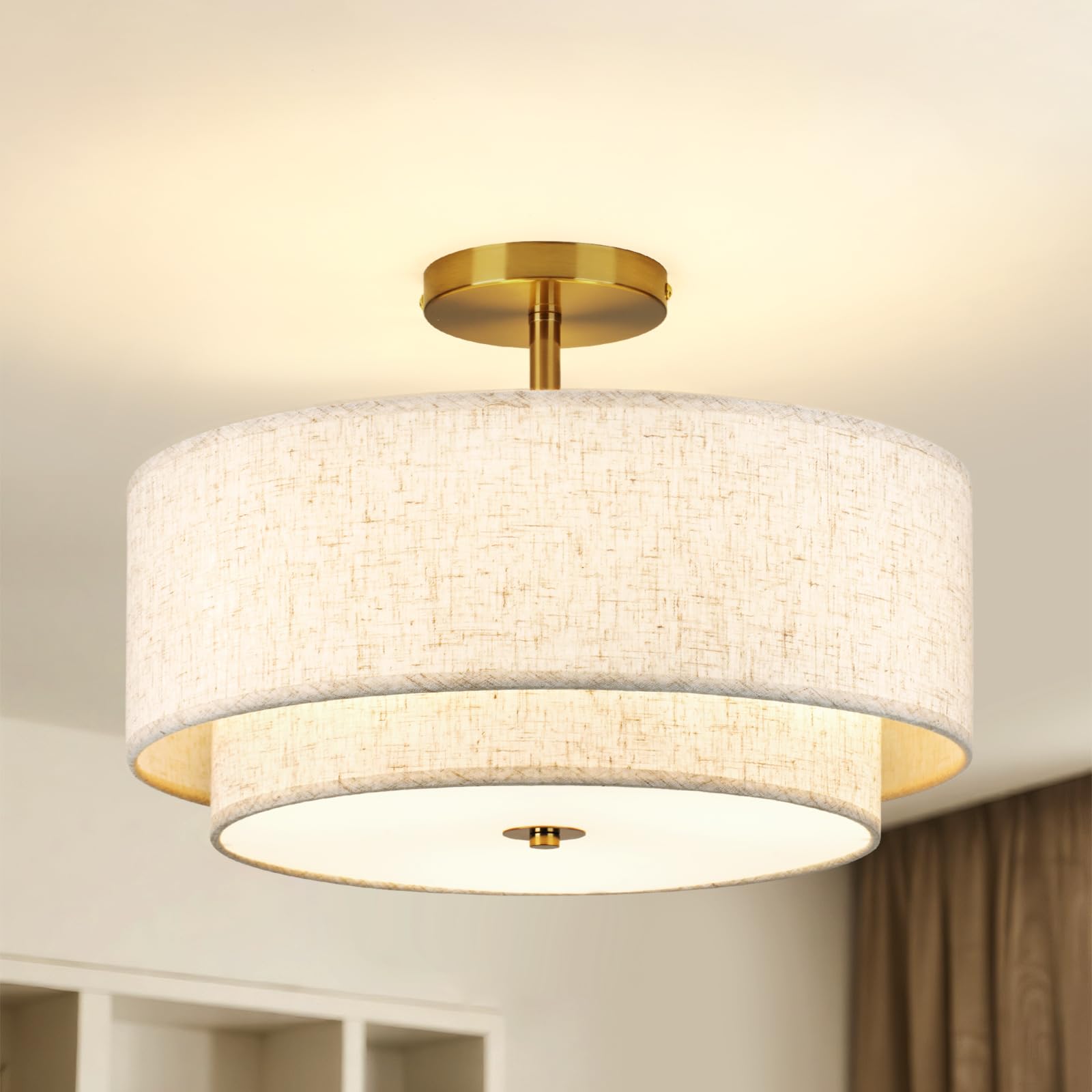 CALOKES semi flush mount ideal for hallways bedrooms and entryways requiring balanced illumination.