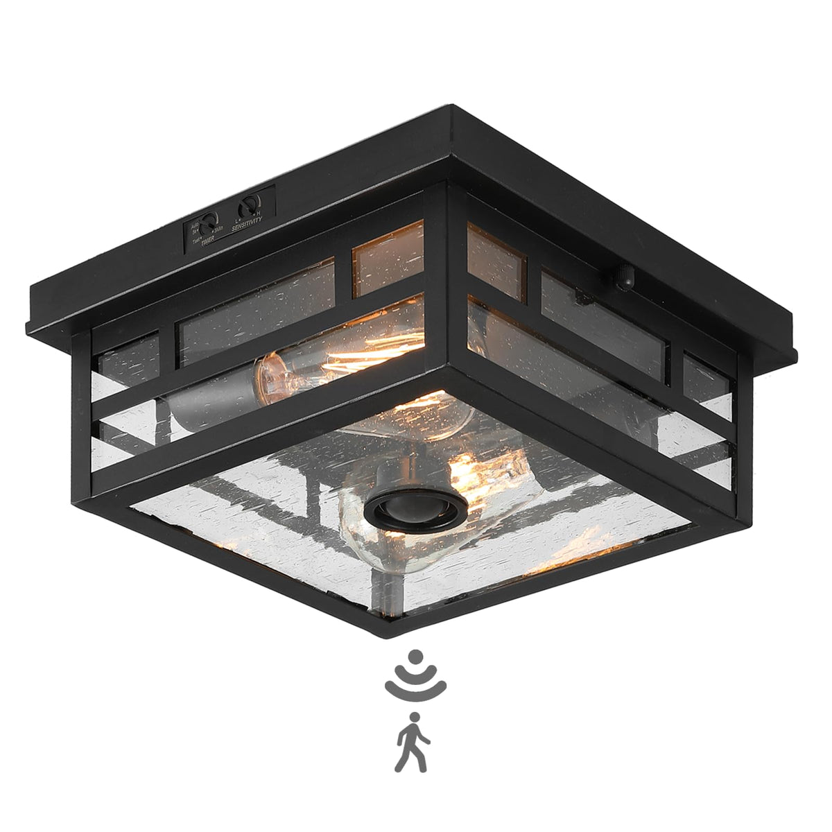 CALOKES outdoor flush mount motion sensor light on porch providing welcoming glow