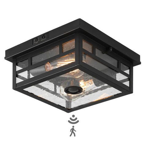 CALOKES outdoor flush mount motion sensor light on porch providing welcoming glow