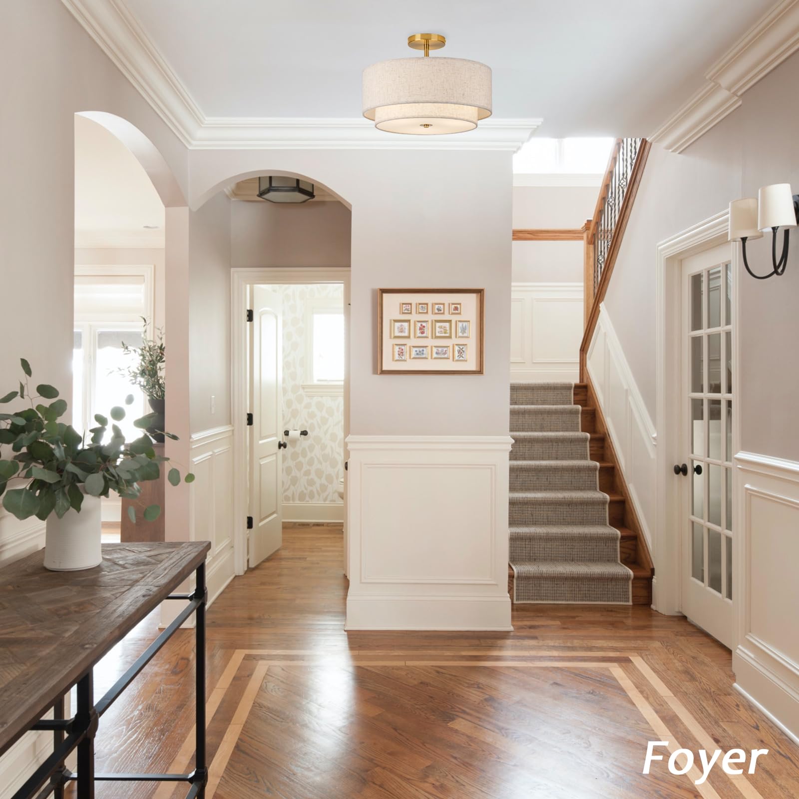 CALOKES warm fabric shade glow creates inviting dining room or living room atmosphere.