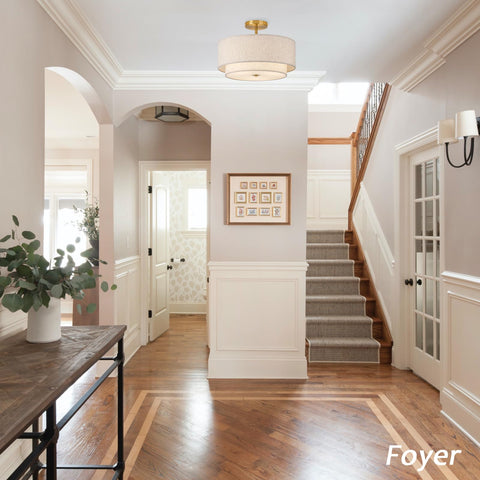 CALOKES warm fabric shade glow creates inviting dining room or living room atmosphere.