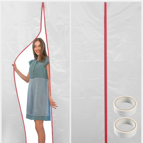 CALPALMY dust protector door 4x7 ft with red zipper for renovation dust control