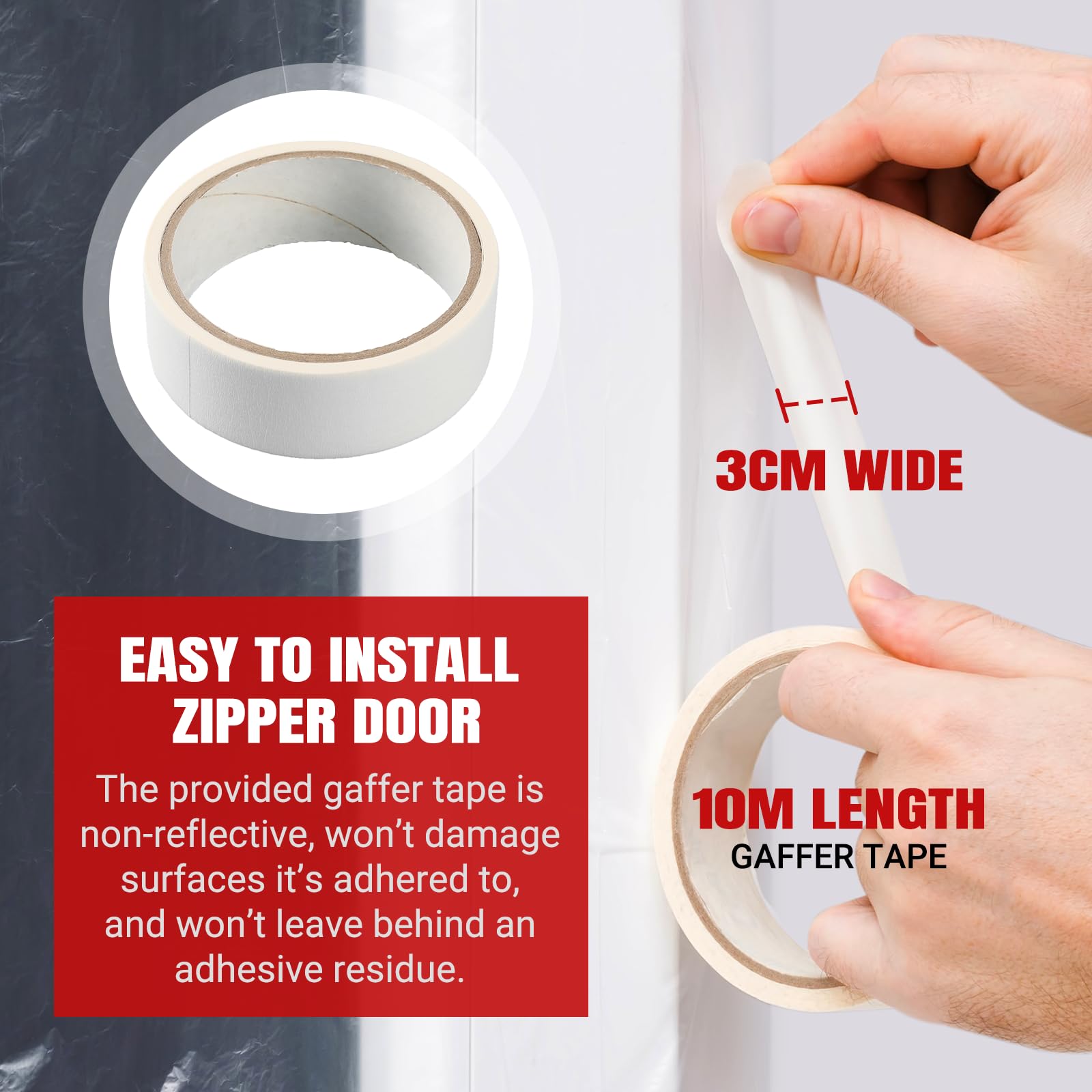 CALPALMY included gaffer tape ensures clean, residue-free installation