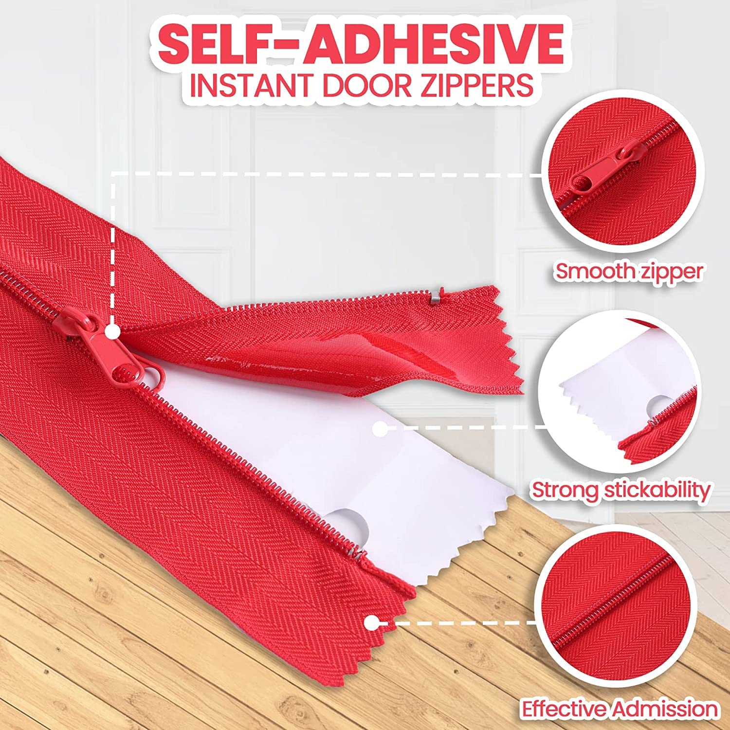 CALPALMY self-adhesive instant zipper tape provides secure, mess-free entry.
