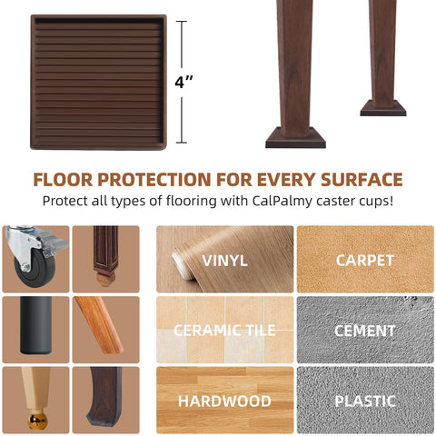 CalPalmy 4x4 rubber cups distributing weight under bulky furniture pieces