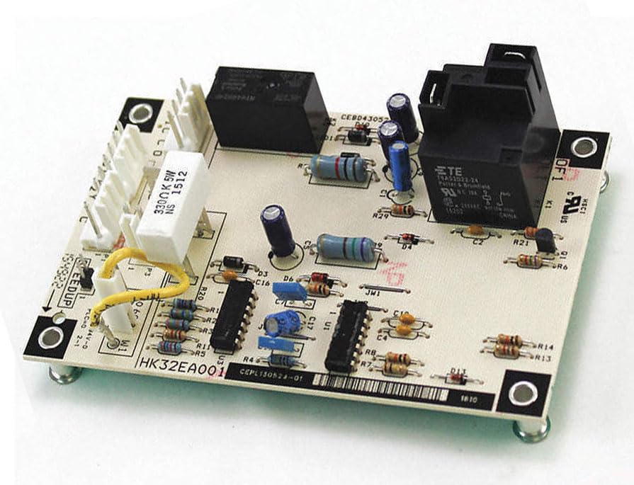 Caltec Original Connectors defrost board close-up, OEM replacement for Carrier Bryant Payne heat pumps.