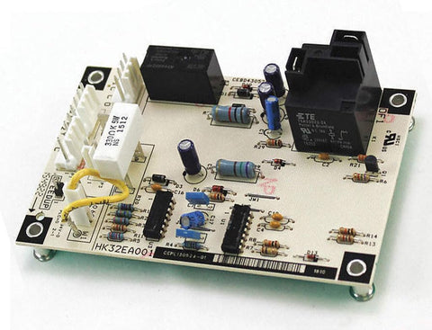 Caltec Original Connectors defrost board close-up, OEM replacement for Carrier Bryant Payne heat pumps.