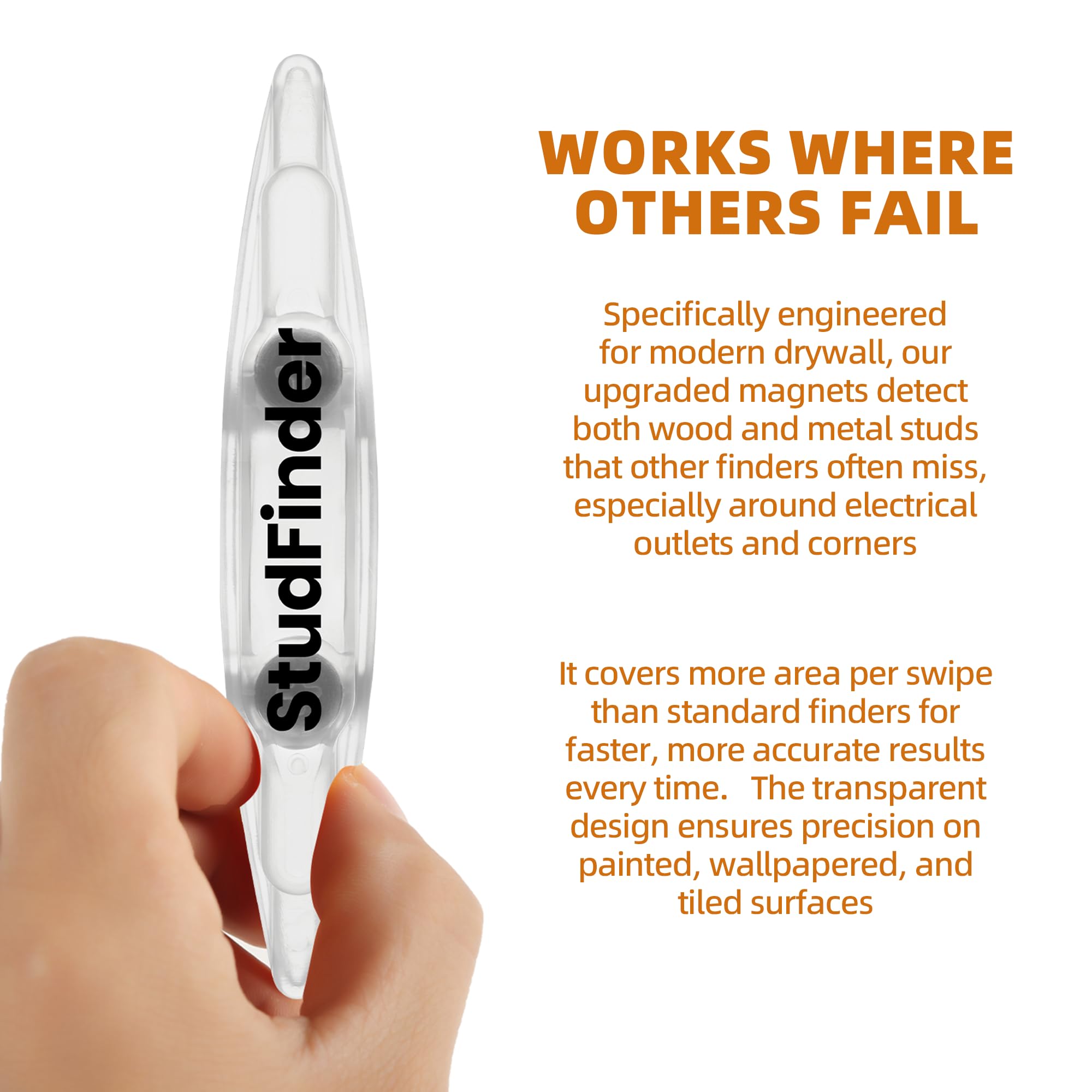 Calvana works on drywall surfaces like wallpaper and tile with clear marks.