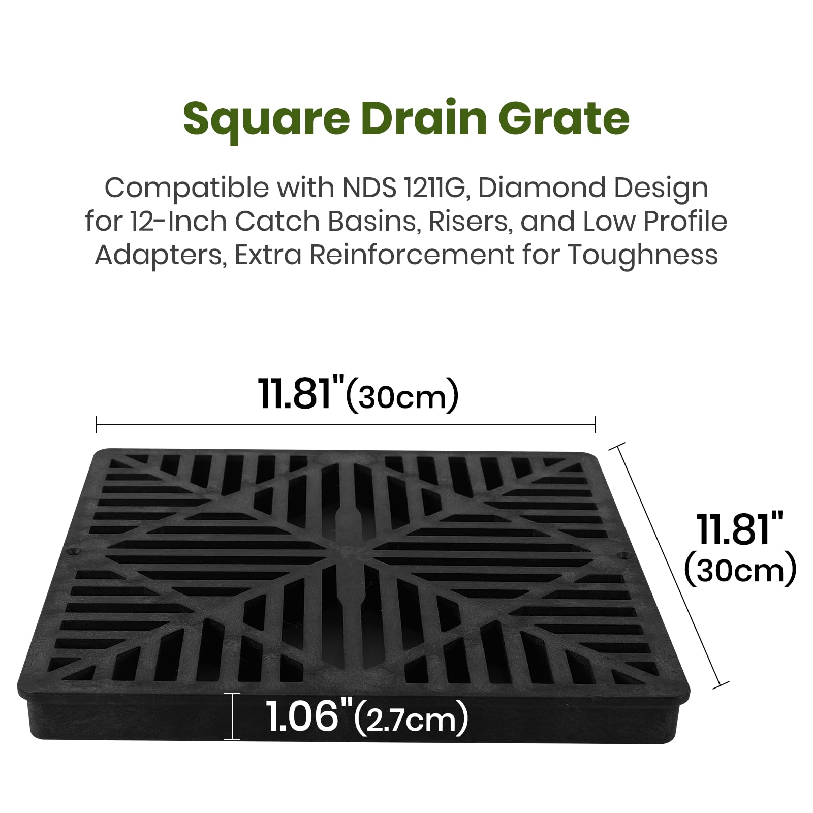 Calvana NDS-1211G-compatible grate fits catch basins securely and blocks debris.