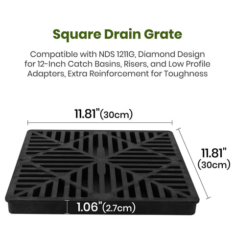 Calvana NDS-1211G-compatible grate fits catch basins securely and blocks debris.