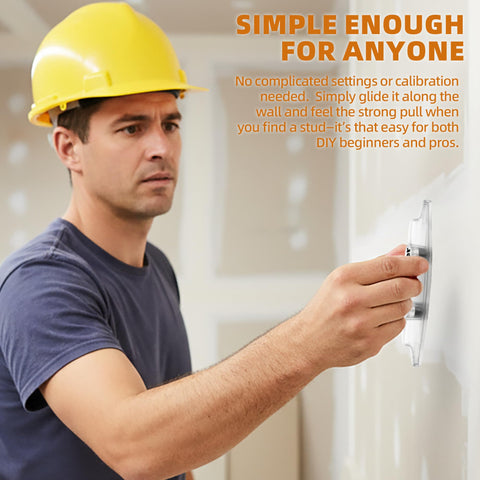 Calvana stud finder demonstrates large scan area for faster wall coverage.