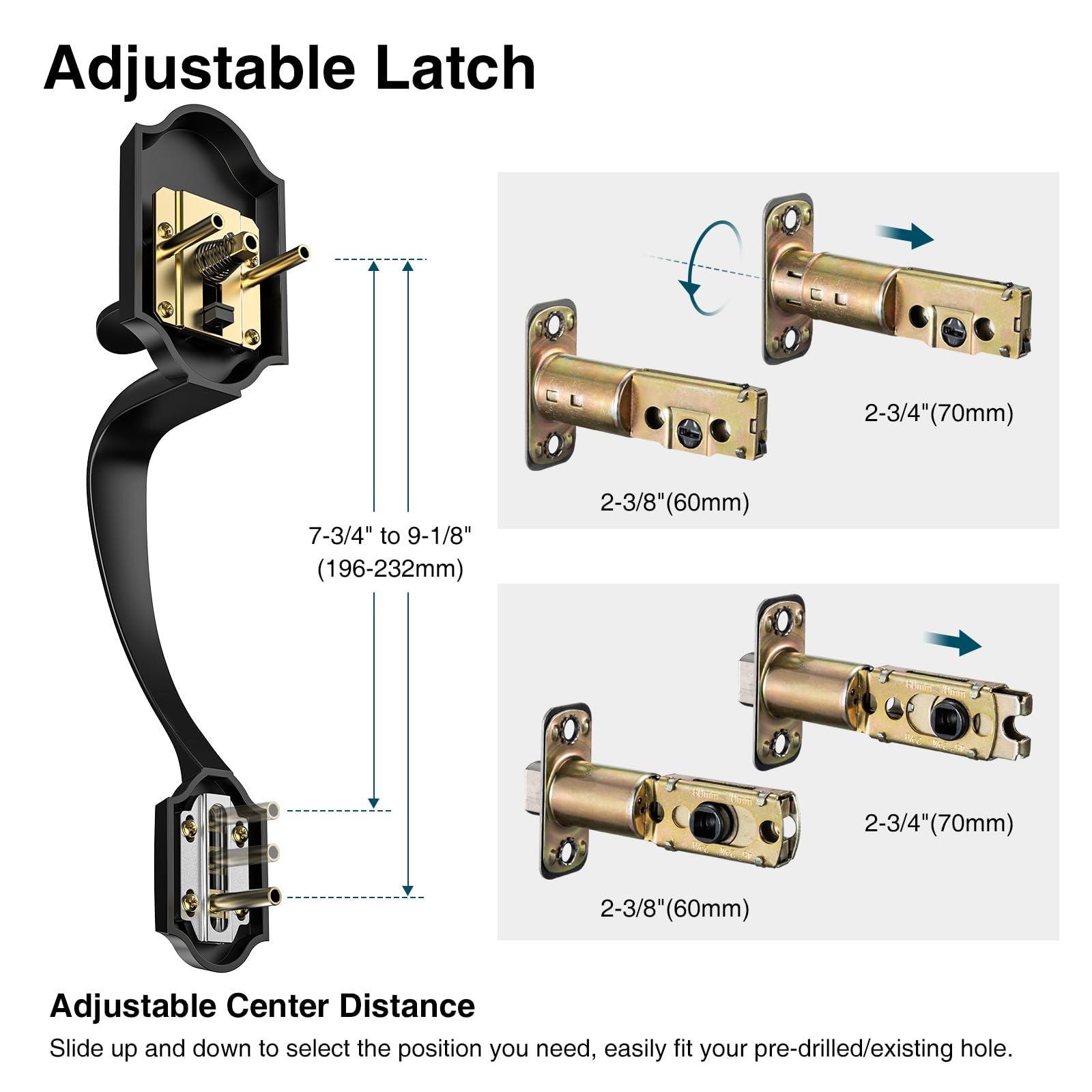 Calzibeno adjustable latch 2-3/8 to 2-3/4 inches for versatile fit