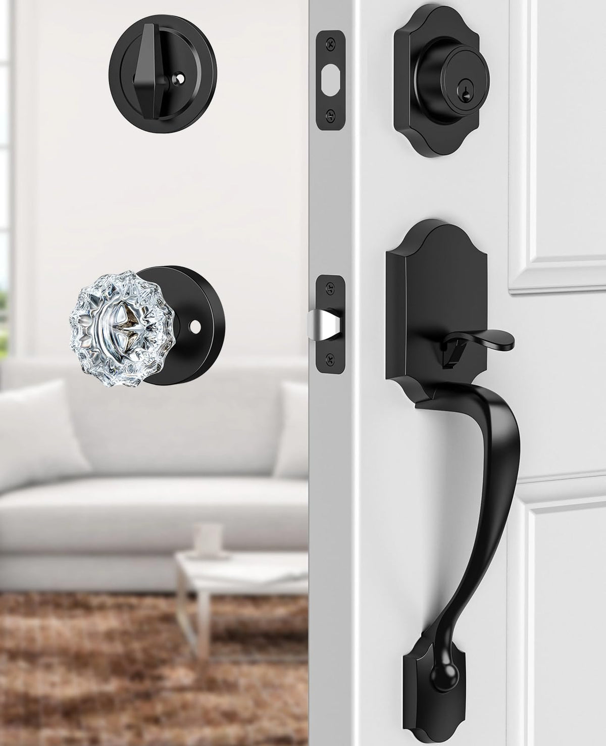 Calzibeno crystal glass knob close-up showing elegant shine and premium feel