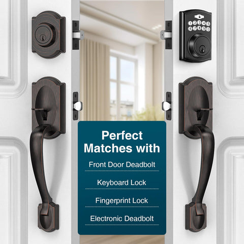 Calzibeno front door handle set installed on door for smooth daily use